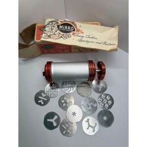 Vintage Mirro Aluminum Cookie Press M-0355-56 with 12 Discs and Original Box